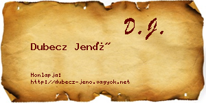 Dubecz Jenő névjegykártya